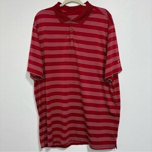 Nike Golf Dri Fit Men's XXL 2XL Red White Stripe Short Sleeve Polo Shirt